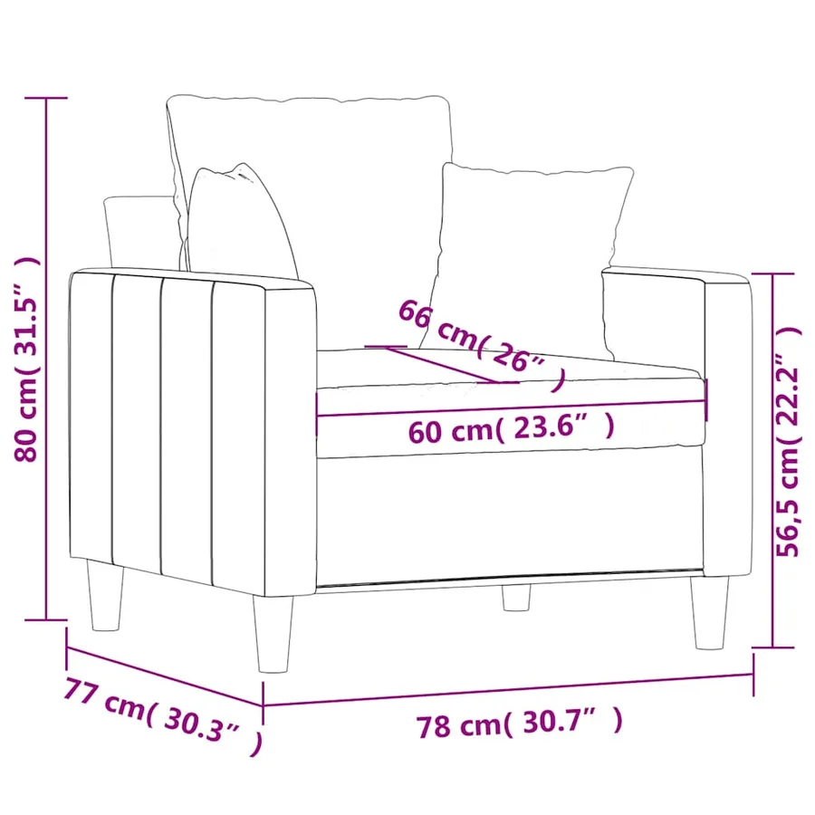 Fauteuil Marron 60 cm Velours - 8