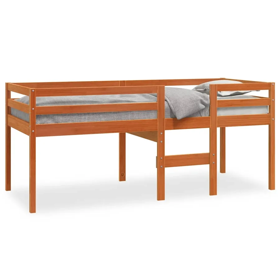 Lit haut sans matelas cire marron 75x190 cm bois massif - 2