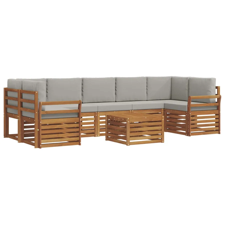 Ensemble de canapés d'extérieur 8 pcs Gris Naturel et Clair - 2