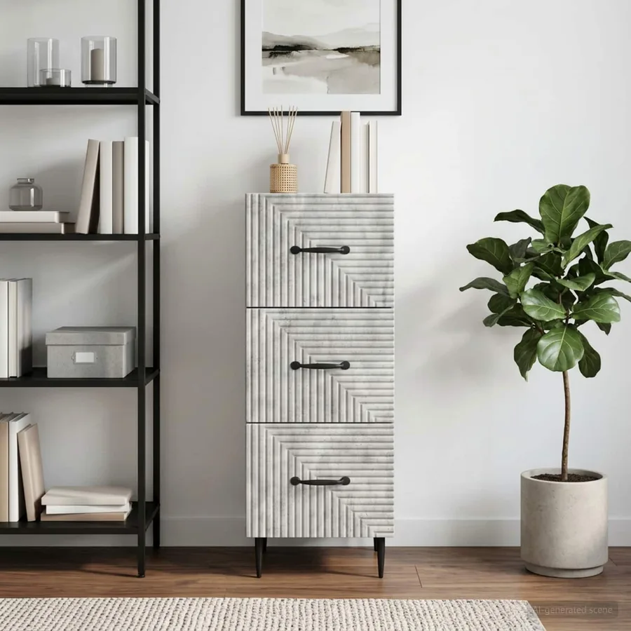 Armoire à tiroirs Gris béton 33 x 34,5 x 89,5 cm - 4