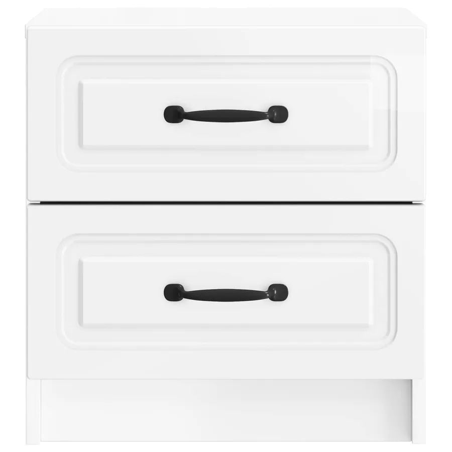 Cabinet de chevet 2 pcs Blanc brillant 43 x 34,5 x 44,5 cm - 7