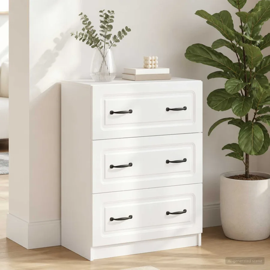 Armoire à tiroirs Blanc 66 x 34,5 x 87 cm Bois d'ingénierie - 4