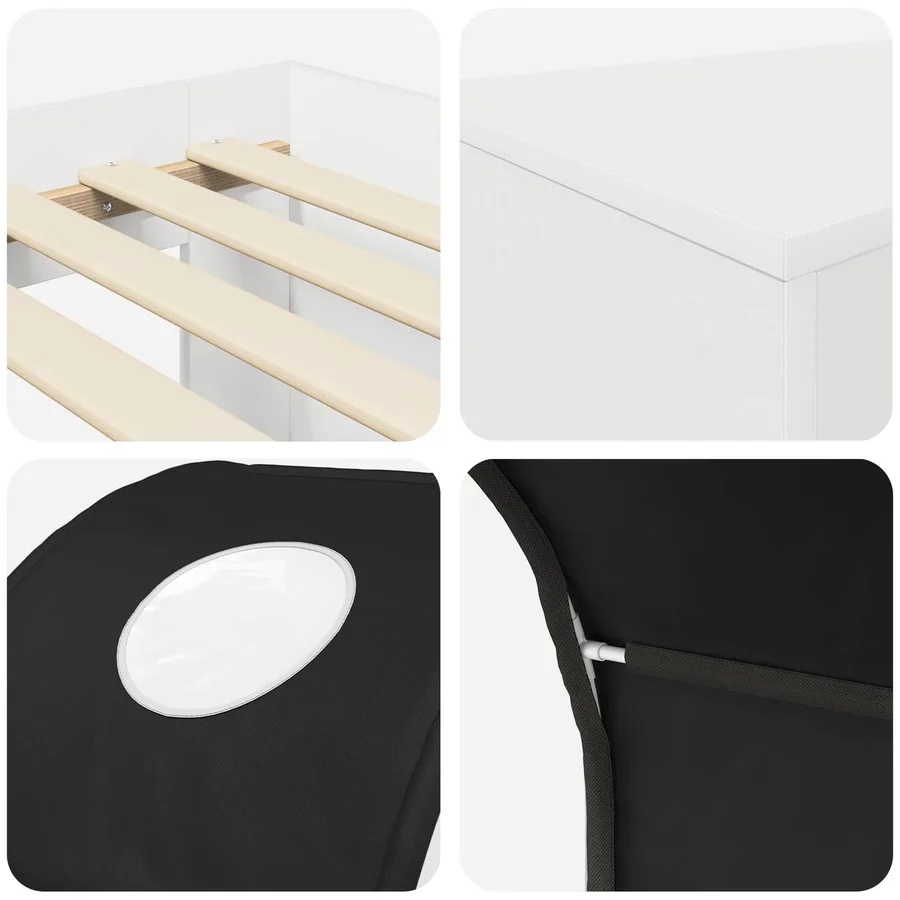Lit avec Tunnel 3 pc Chêne Artisanal et Noir Bois d'ingénierie - 9