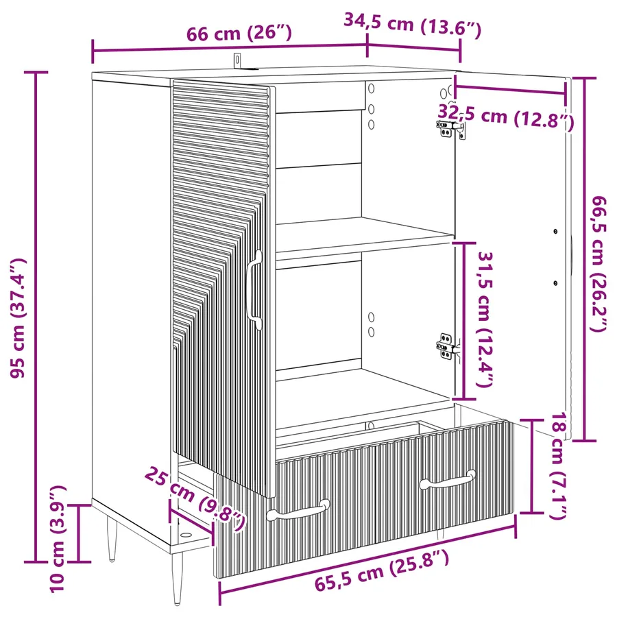 Buffet Chêne artisanal 66 x 34,5 x 95 cm Bois d'ingénierie - 8