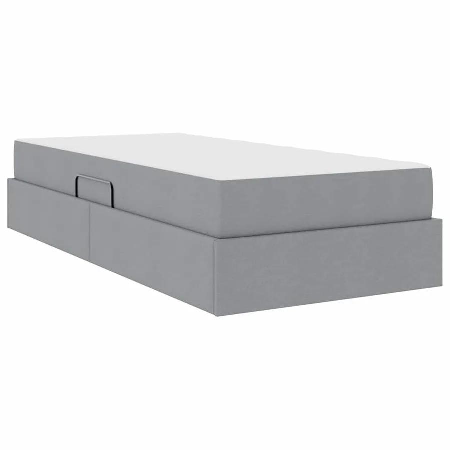Lit avec rangement et matelas Gris clair 100 x 200 cm Polyester - 10