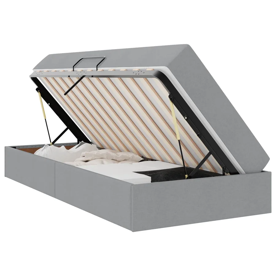 Lit avec rangement et matelas Gris clair 100 x 200 cm Polyester - 2