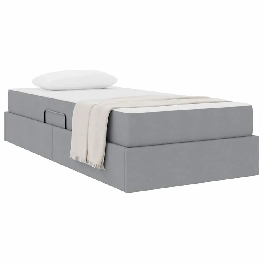 Lit avec rangement et matelas Gris clair 100 x 200 cm Polyester - 3