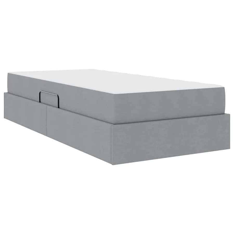 Lit avec rangement et matelas Gris clair 100 x 200 cm Polyester - 5