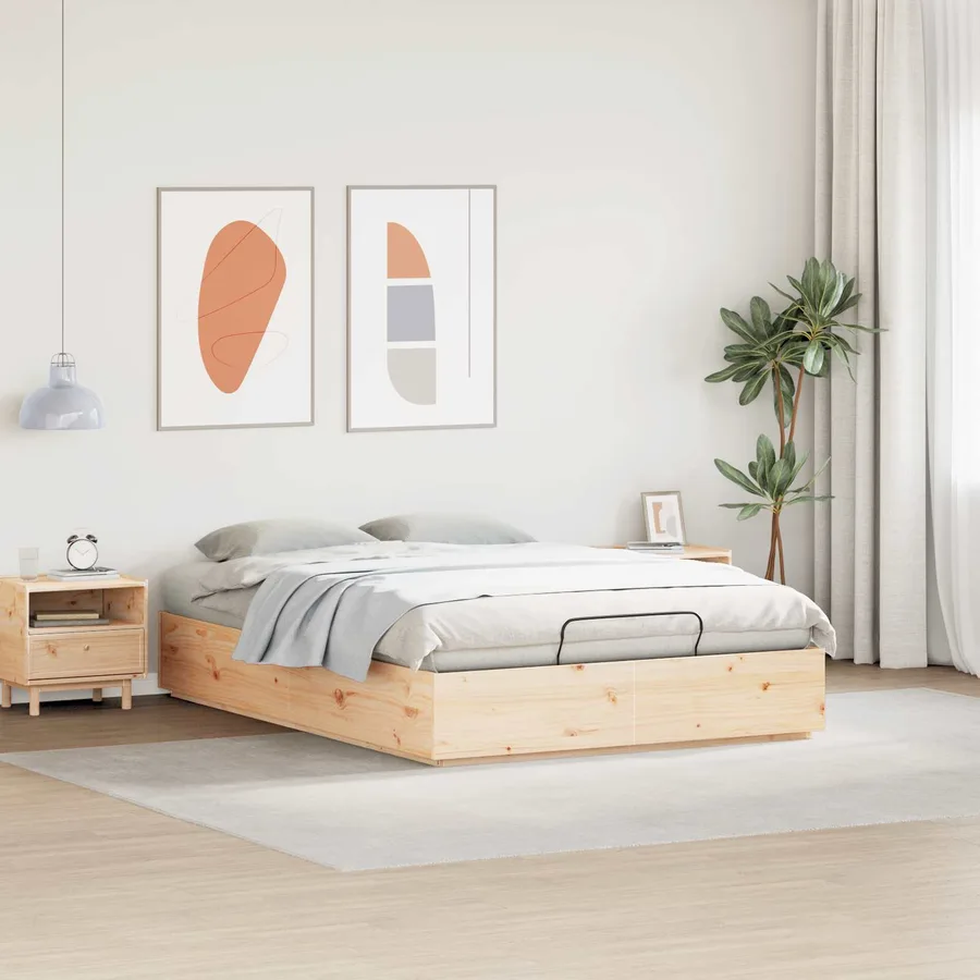 Cadre de lit ottoman avec rangement Naturel 150 x 200 cm - 4