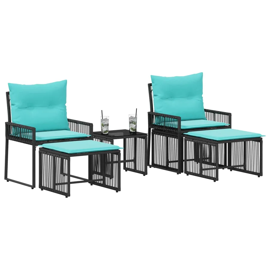 Ensemble de meubles d'extérieur 11 pcs Noir et turquoise - 3