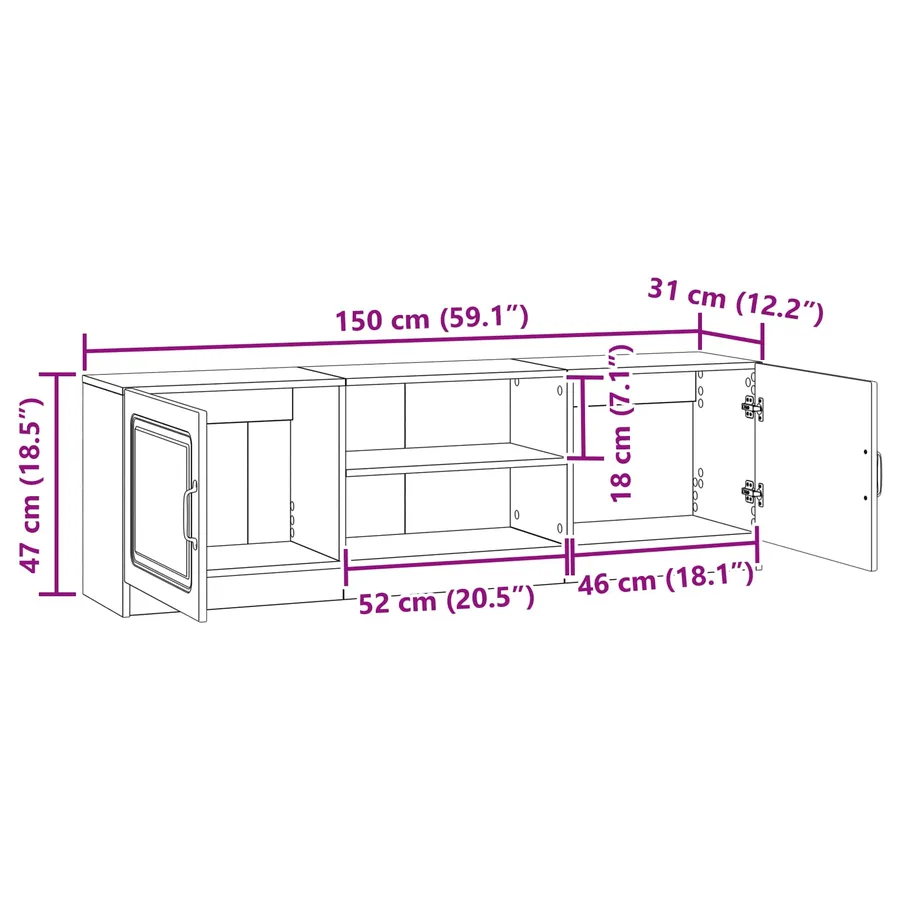 Meuble TV Blanc brillant 150 x 31 x 47 cm Bois d'ingénierie - 12
