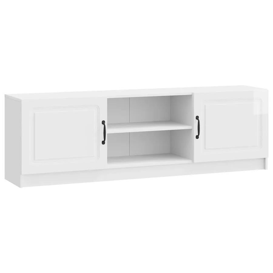 Meuble TV Blanc brillant 150 x 31 x 47 cm Bois d'ingénierie - 2