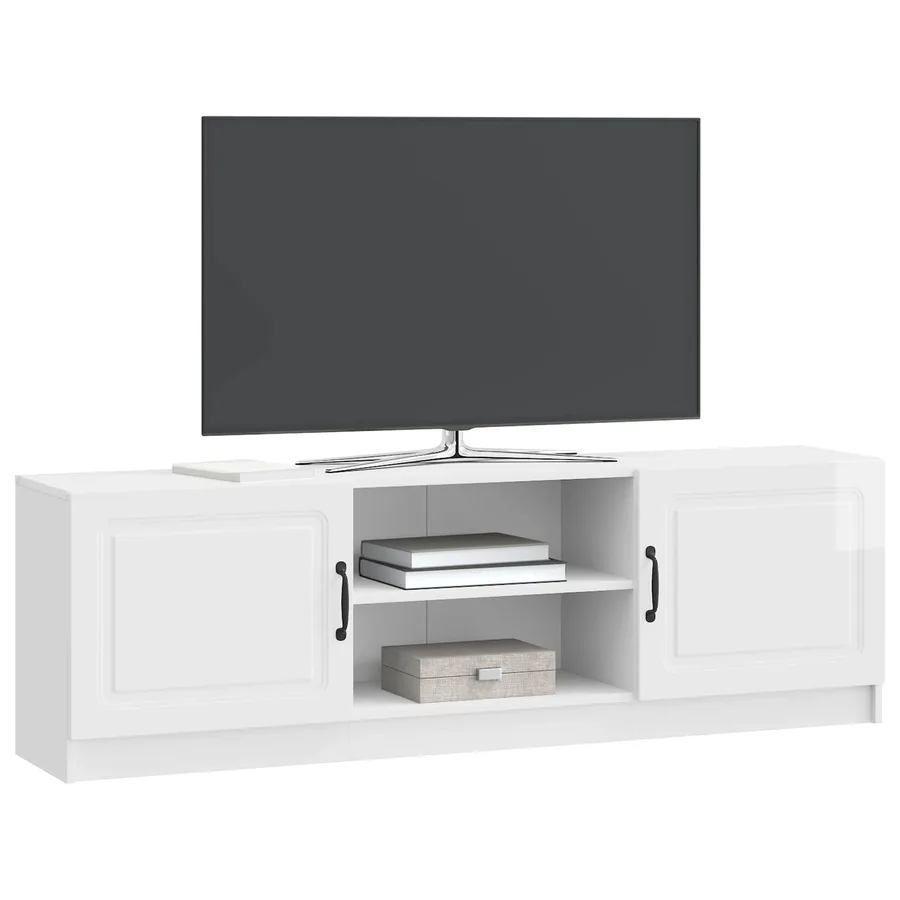 Meuble TV Blanc brillant 150 x 31 x 47 cm Bois d'ingénierie - 3