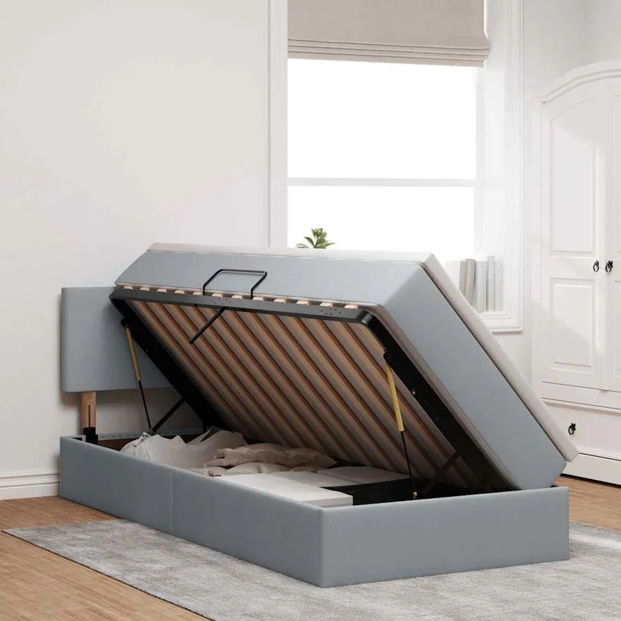 Lit avec rangement et matelas Gris clair 100 x 200 cm - 4