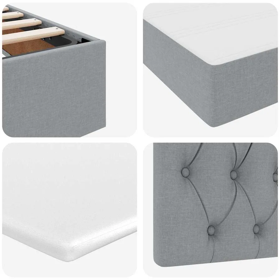 Lit de Rangement Gris clair 200 x 200 cm Cuir synthétique - 13