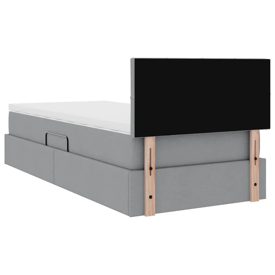 Lit de rangement LED avec matelas Gris clair 100 x 200 cm Tissu - 12