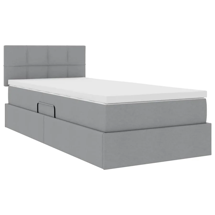 Lit de rangement LED avec matelas Gris clair 100 x 200 cm Tissu - 6