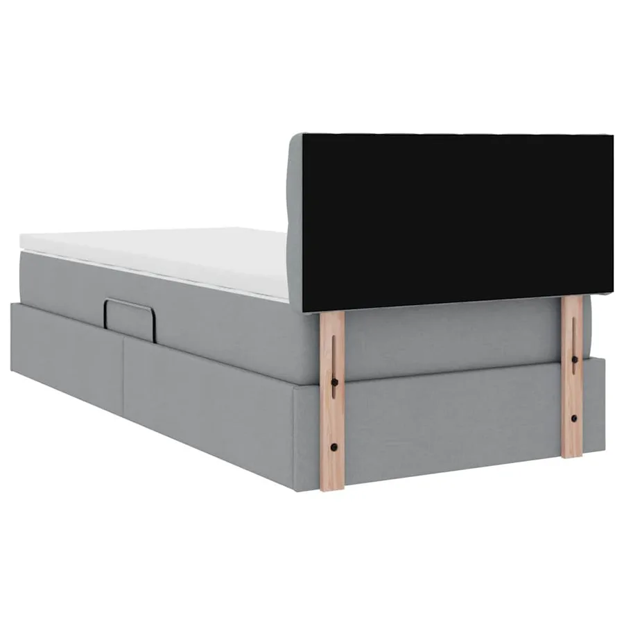 Lit de rangement LED avec matelas Gris clair 100 x 200 cm Tissu - 12