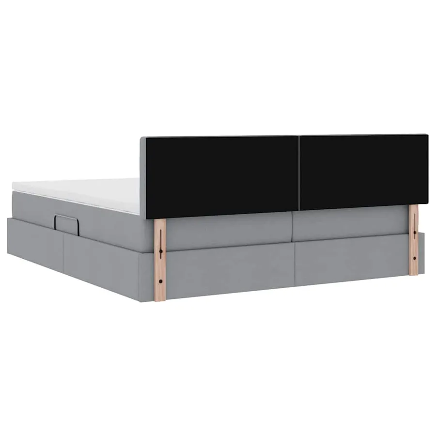 Lit de rangement LED avec matelas Gris clair 200 x 200 cm Tissu - 13
