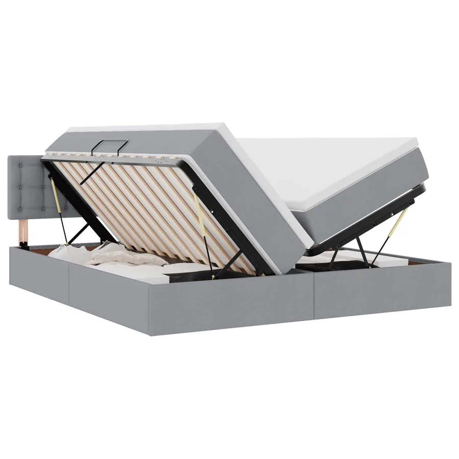 Lit de rangement LED avec matelas Gris clair 200 x 200 cm Tissu - 2