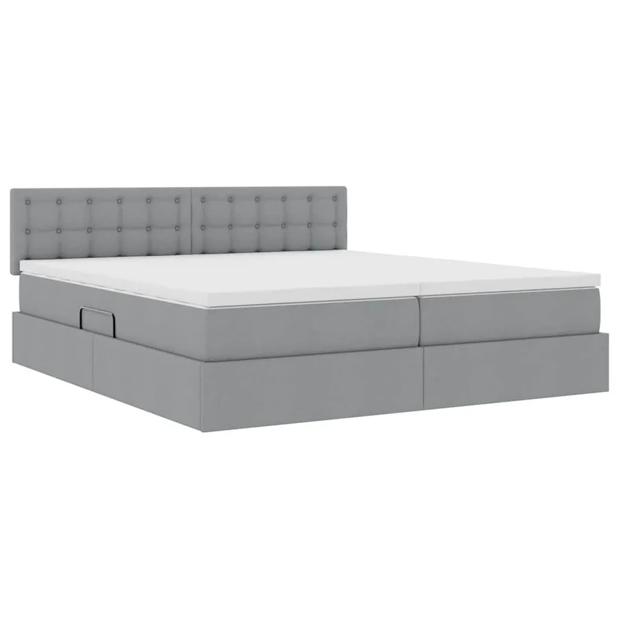 Lit de rangement LED avec matelas Gris clair 200 x 200 cm Tissu - 6