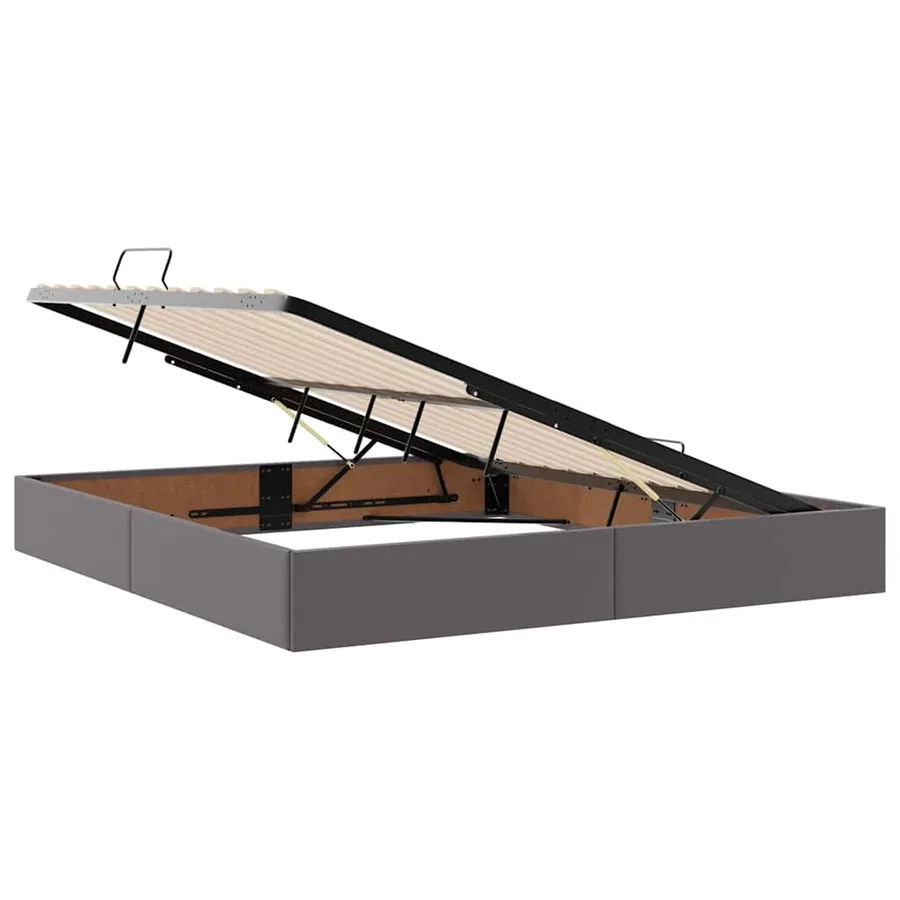Lit avec rangement et LED Gris 160 x 200 cm Simili cuir - 7