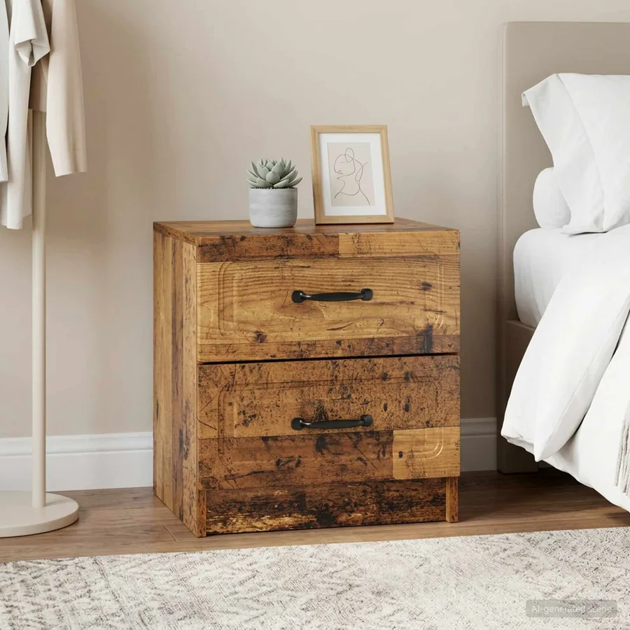 Cabinet de chevet 2 pcs Bois ancien 43 x 34,5 x 44,5 cm