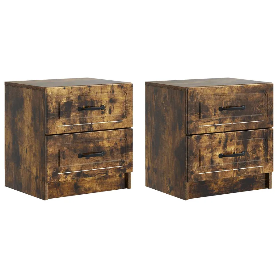 Cabinet de chevet 2 pcs Chêne fumé 43 x 34,5 x 44,5 cm - 2
