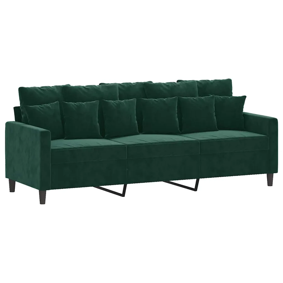 Canapé à 3 places Vert foncé 180 cm Velours - 2