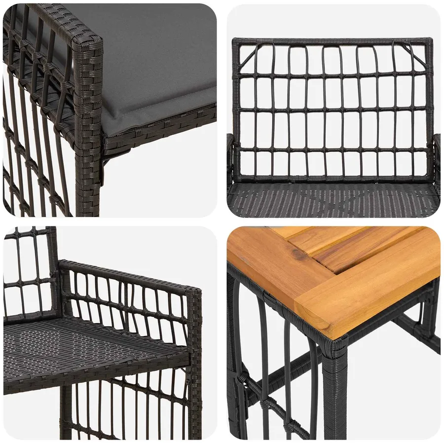Ensemble de meubles d'extérieur 5 pcs Noir et Gris foncé - 11