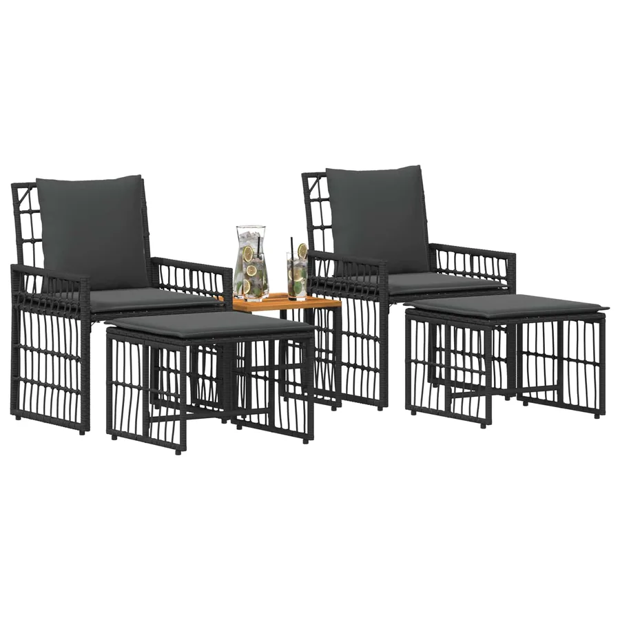 Ensemble de meubles d'extérieur 5 pcs Noir et Gris foncé - 3