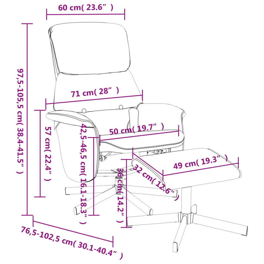 Fauteuil de massage inclinable et repose-pieds gris foncé tissu - 11