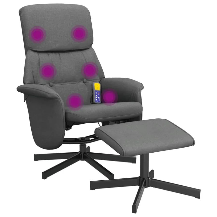 Fauteuil de massage inclinable et repose-pieds gris foncé tissu - 2