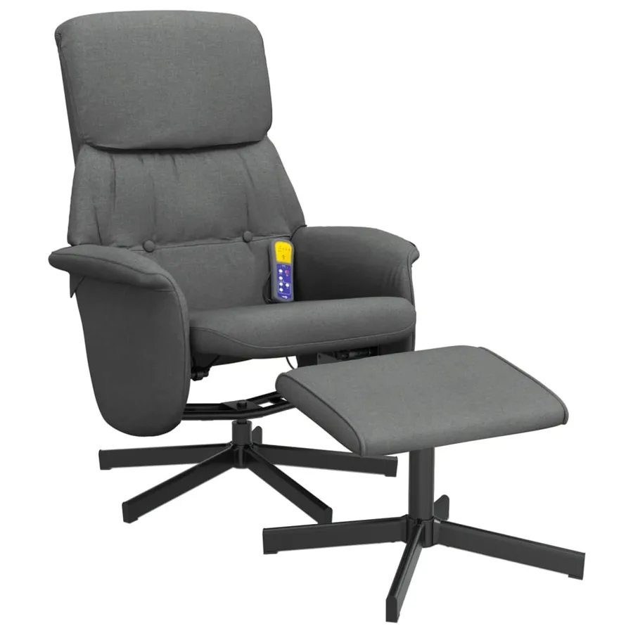Fauteuil de massage inclinable et repose-pieds gris foncé tissu - 3