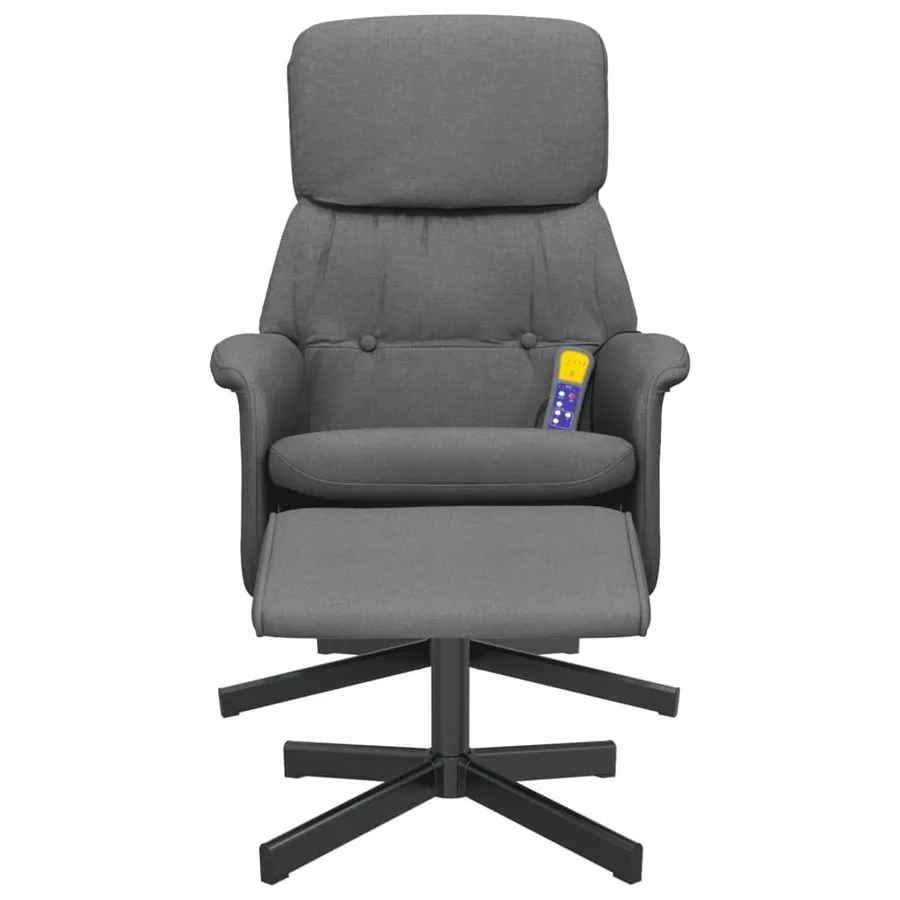 Fauteuil de massage inclinable et repose-pieds gris foncé tissu - 4
