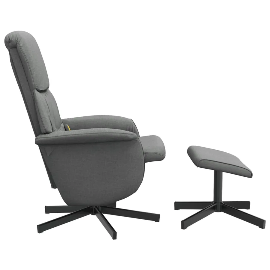 Fauteuil de massage inclinable et repose-pieds gris foncé tissu - 5