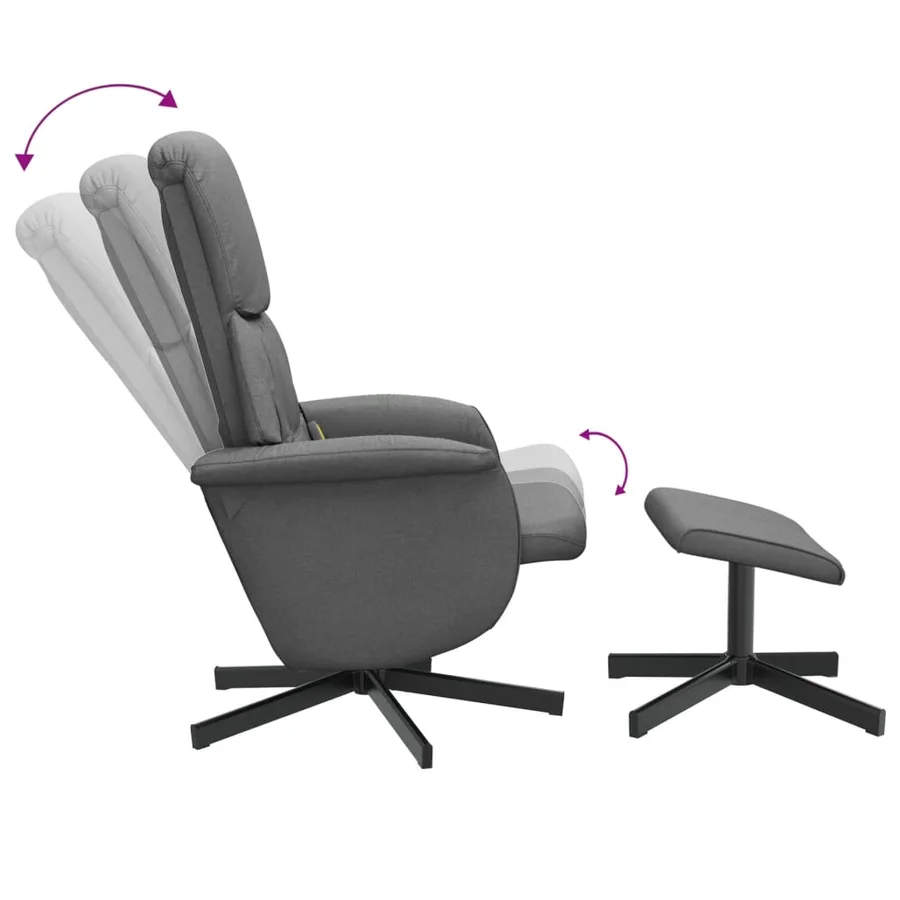 Fauteuil de massage inclinable et repose-pieds gris foncé tissu - 7