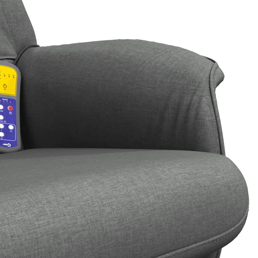 Fauteuil de massage inclinable et repose-pieds gris foncé tissu - 8