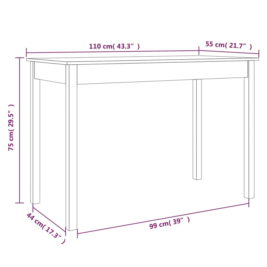 Table à manger marron cire 110x55x75 cm bois massif de pin - 10