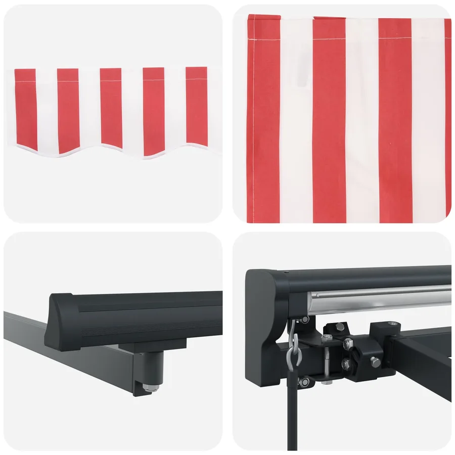 Auvent rétractable manuel Rouge et Blanc 5 × 3,5 m - 7