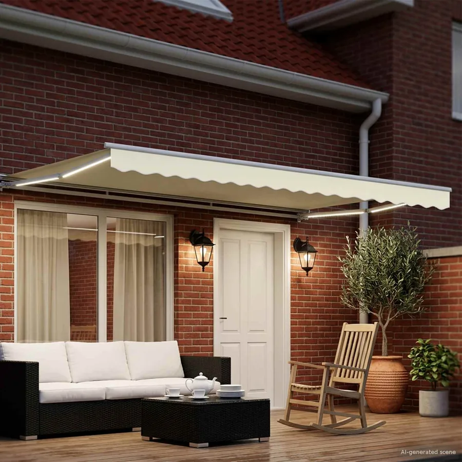 Auvent rétractable électrique Crème et Blanc 4 × 3,5 m - 3