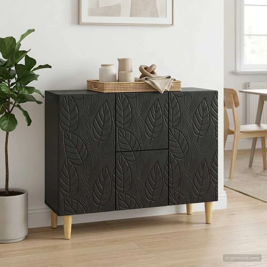 Buffet Noir 89 x 34,5 x 60 cm Bois d'ingénierie