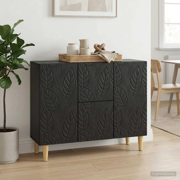 Buffet Noir 89 x 34,5 x 60 cm Bois d'ingénierie