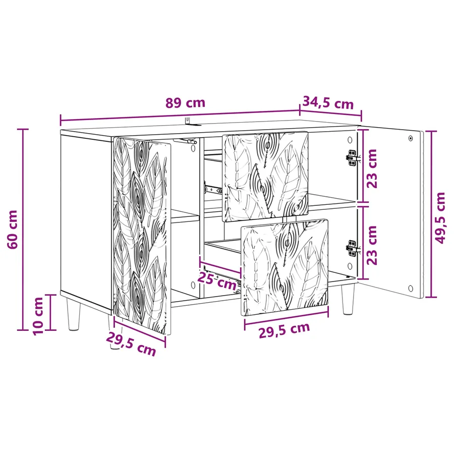 Buffet Noir 89 x 34,5 x 60 cm Bois d'ingénierie - 9
