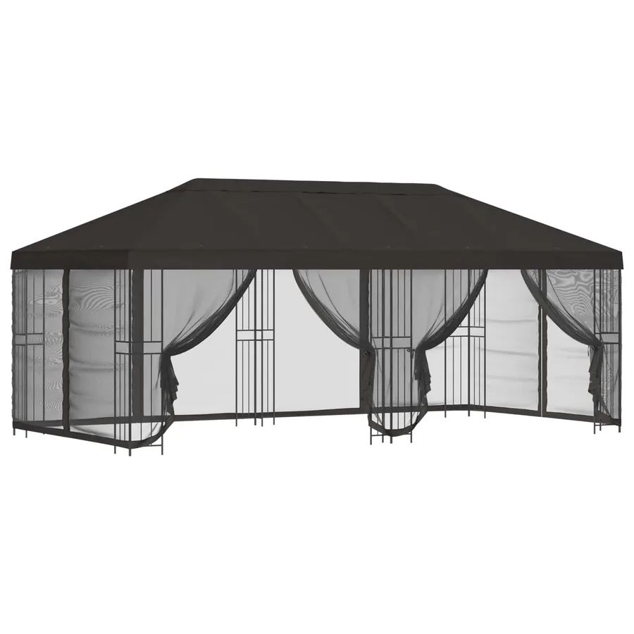 Gazebo avec murs latéraux 6 x 3 m Anthracite Polyester et Acier - 2