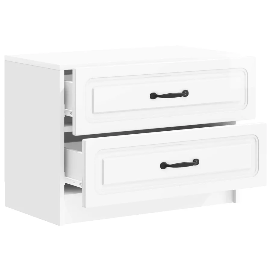 Cabinet de chevet Blanc brillant 62 x 34,5 x 44,5 cm - 4