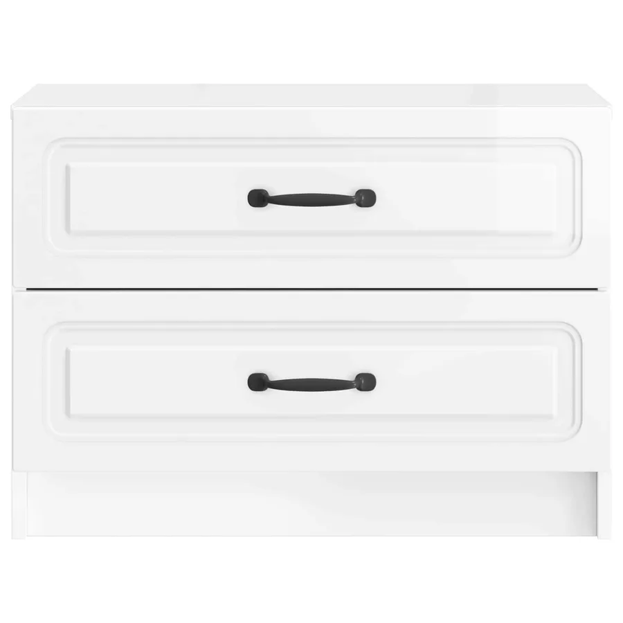 Cabinet de chevet Blanc brillant 62 x 34,5 x 44,5 cm - 5