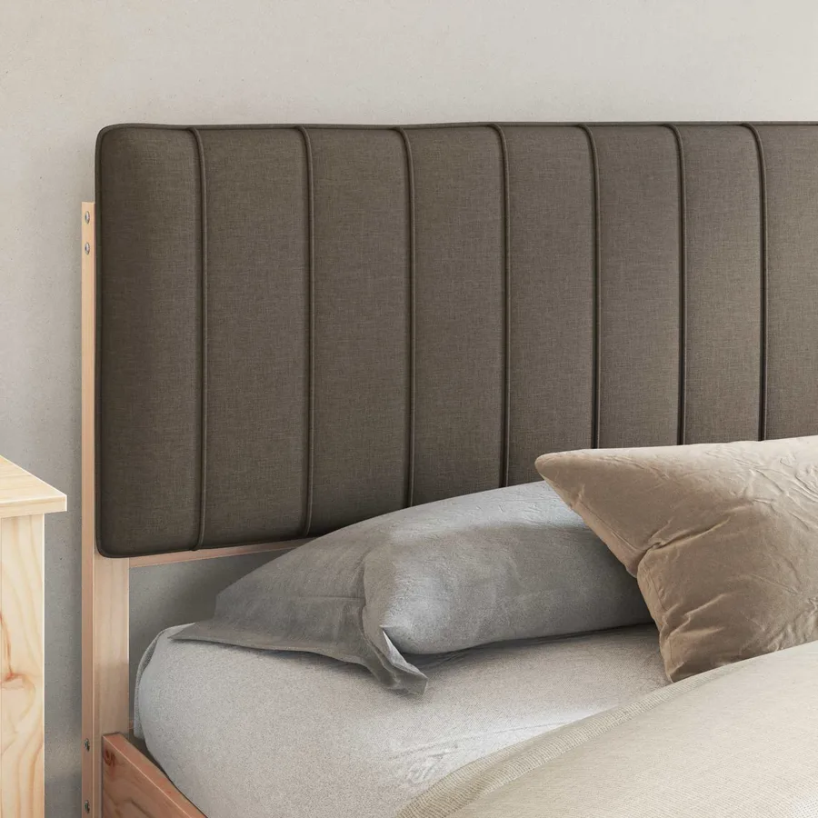 Cadre de lit avec tête de lit rembourrée Taupe 200 x 200 cm - 3