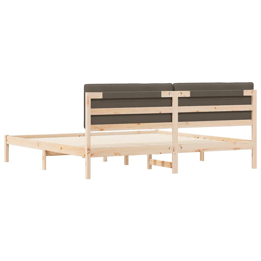 Cadre de lit avec tête de lit rembourrée Taupe 200 x 200 cm - 7