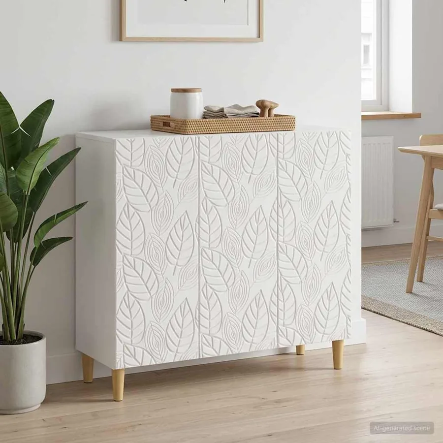Buffet Blanc brillant 89 x 34,5 x 80 cm Bois d'ingénierie